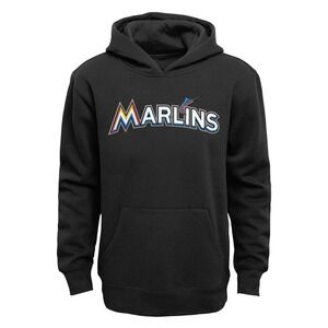 New Outerstuff Miami‎ Marlins MLB Team Apparel Boys Large (7) Wordmark Black